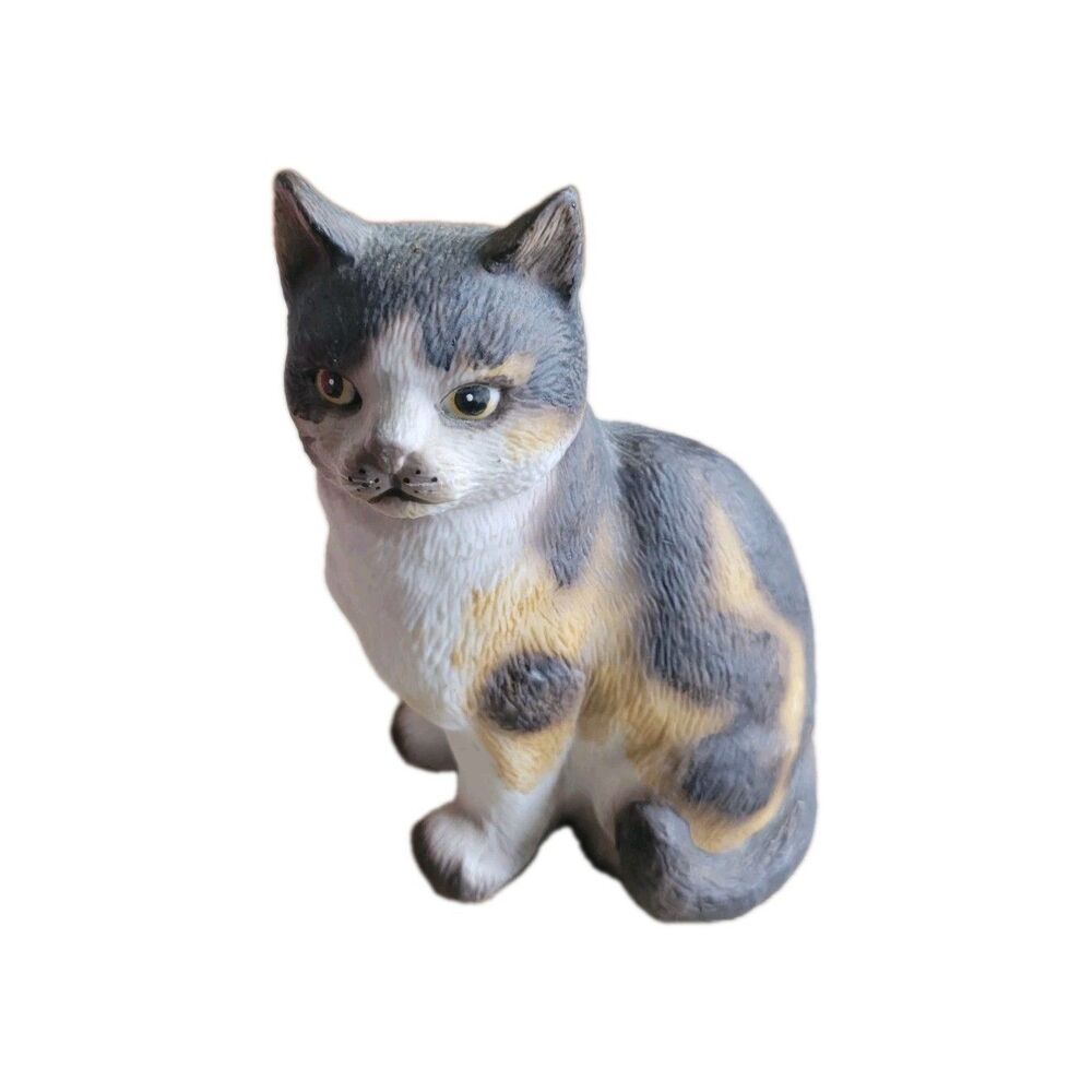 Vintage Enesco Cat Figurine Made in China 5.25 Tall 4x3 Base Calico Shelf Decor